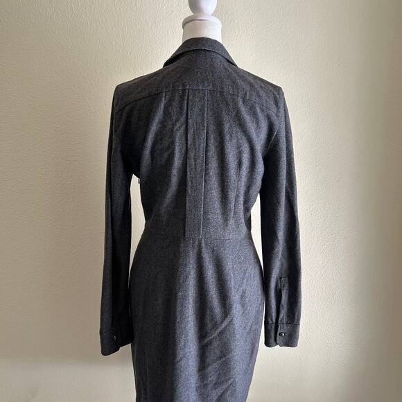 Max Mara Dress Wool Angora Blend Surplice Faux Wrap Classic Gray Long Sleeve - Picture 2 of 8
